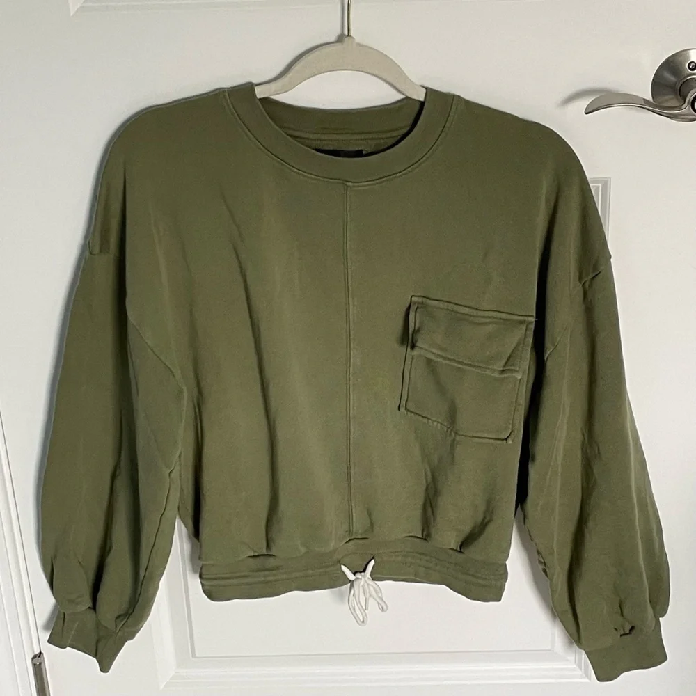 J. Crew University terry patch-pocket Sweatshirt army green 35799
